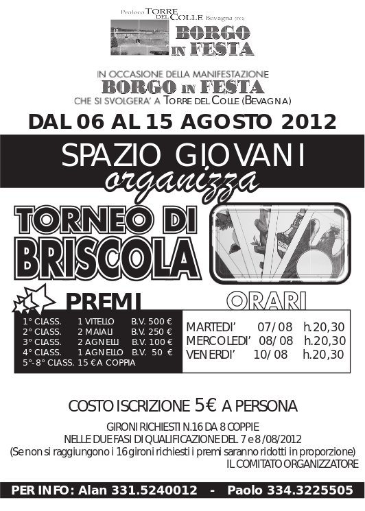 Volantino di un torneo di briscola