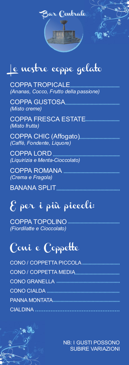 Menu di un ristorante